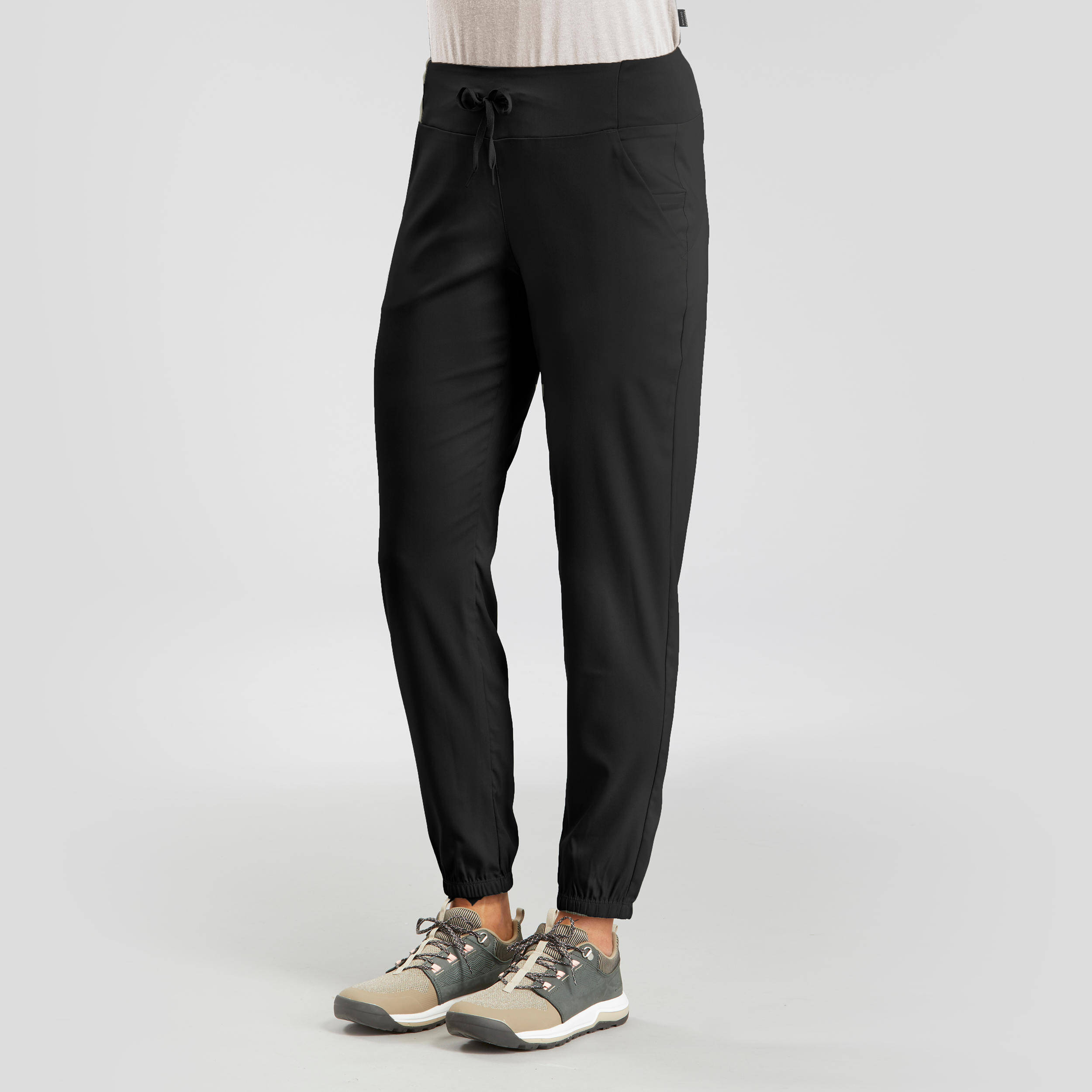 Women Comfort Fit Pant with Wide Waistband Black - NH100 -  1