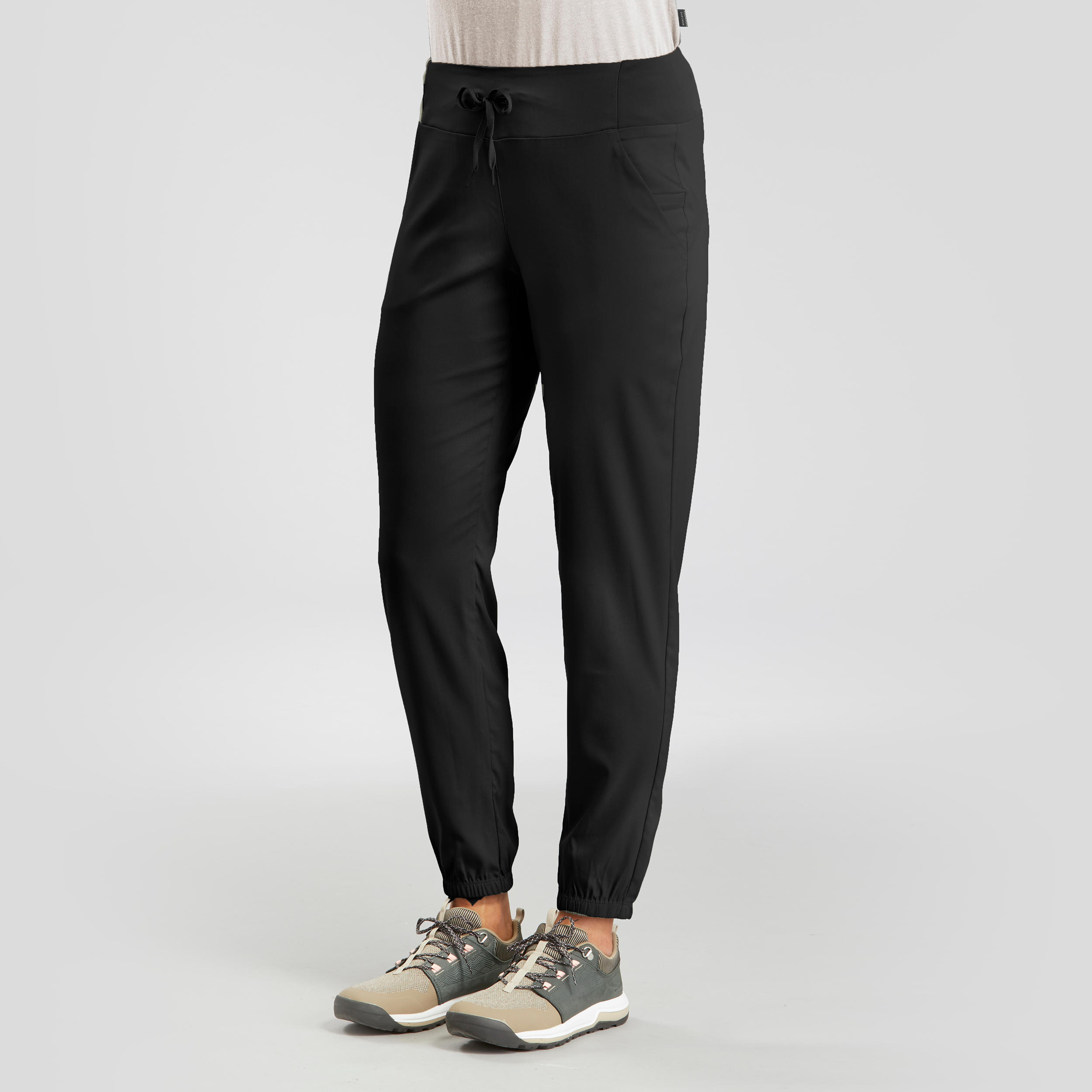quechua Women Comfort Fit Pant with Wide Waistband Black - NH100-picture-4
