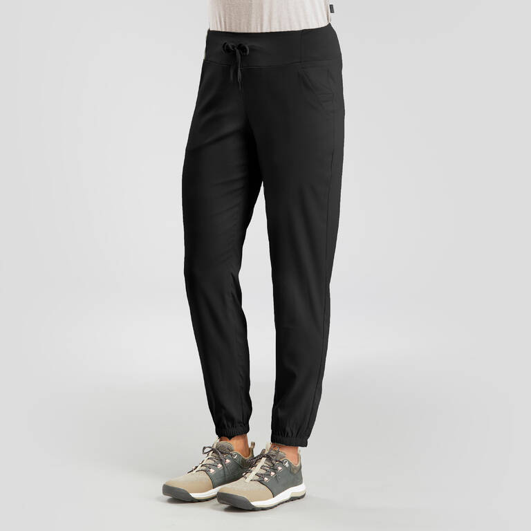 Women Comfort Fit Pant with Wide Waistband Black - NH100