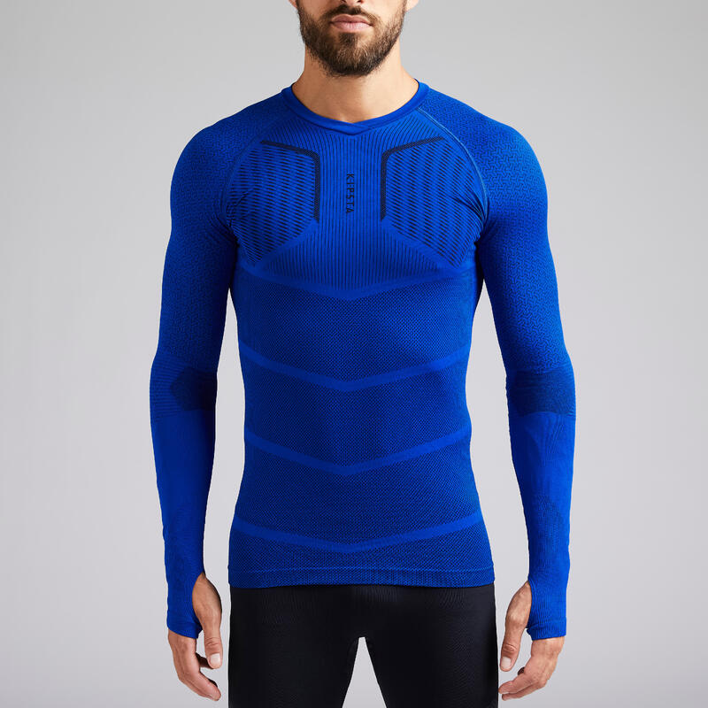 Spodní fotbalové tričko s dlouhým rukávem Keepdry 500 modré