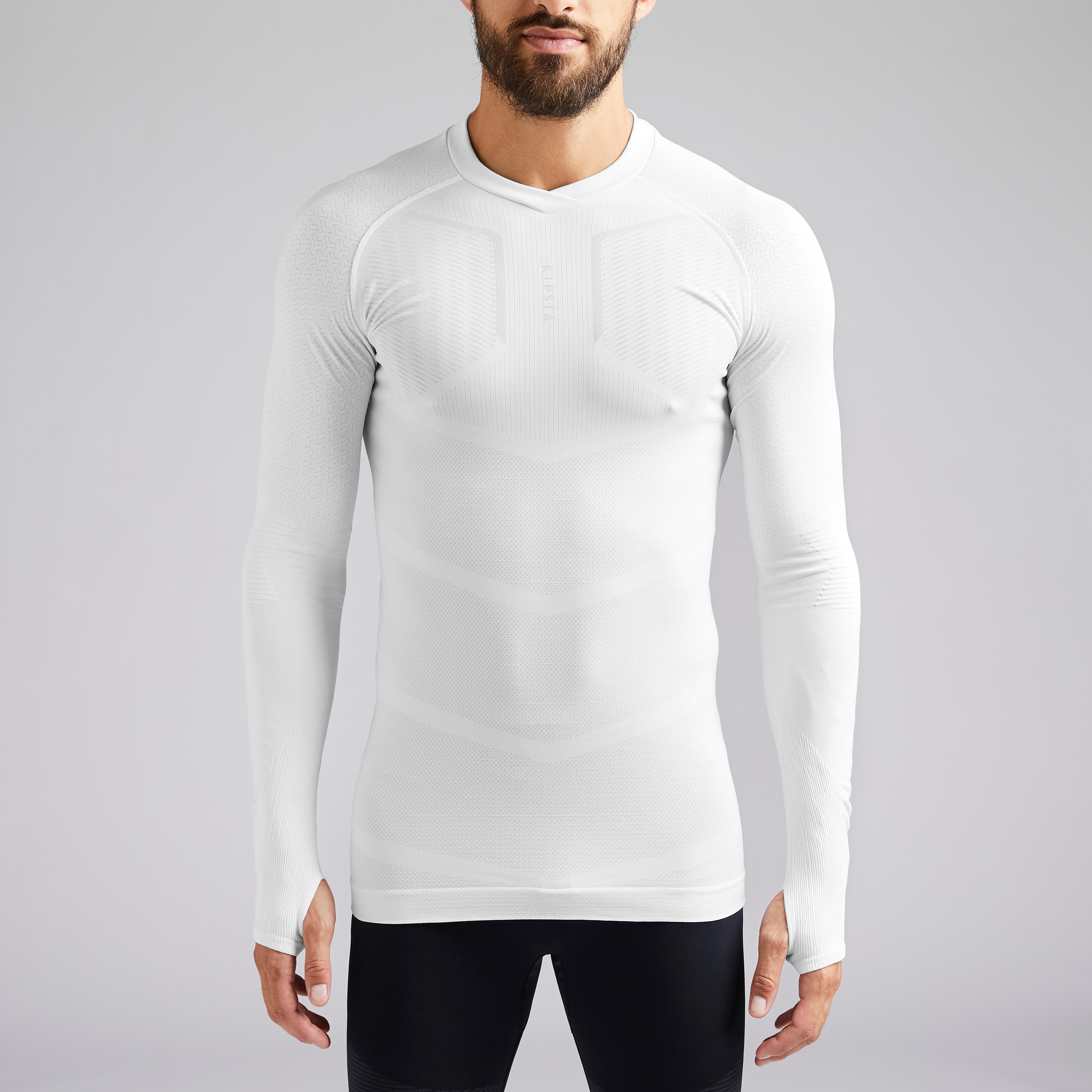 Keepdry 500 Adult Long-Sleeved Base Layer - White - S By KIPSTA | Decathlon