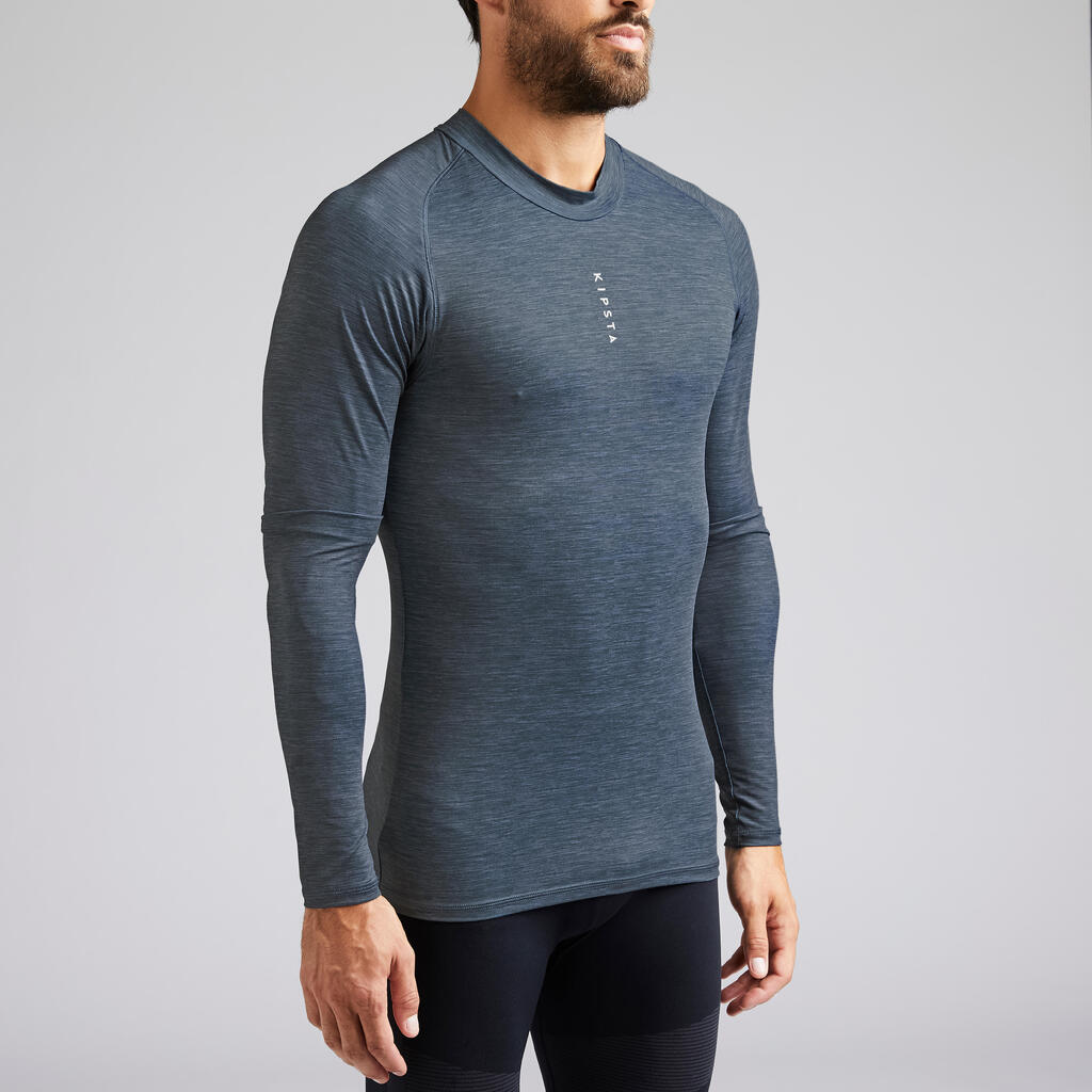 Damen/Herren Fussball Funktionsshirt langarm - Keepdry 100 graumeliert