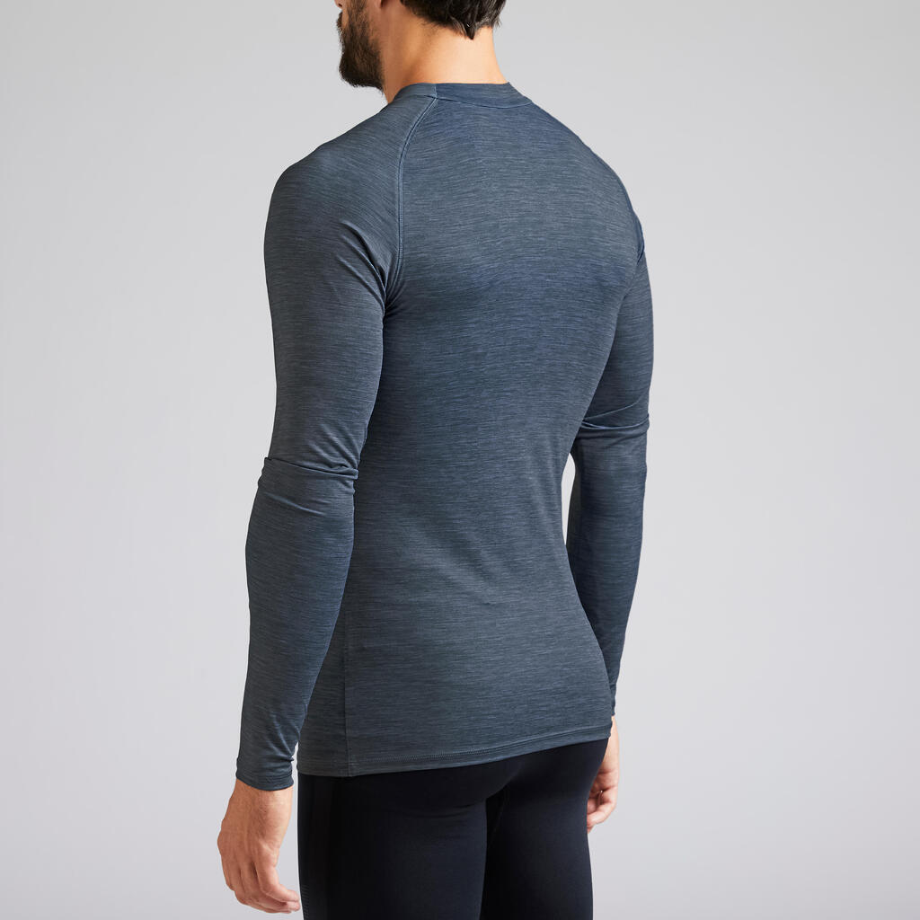 Adult Long-Sleeved Football Base Layer Top Keepdry 100 - Mottled Grey