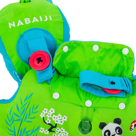 Kids’ Swimming Adjustable Pool Armbands-waistband 15 to 30 kg TISWIM “PANDAS” green