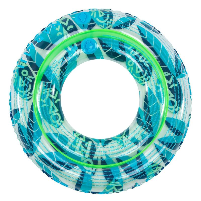 Boia insuflável de piscina 65 cm transparente verde/azul criança 6-9 anos
