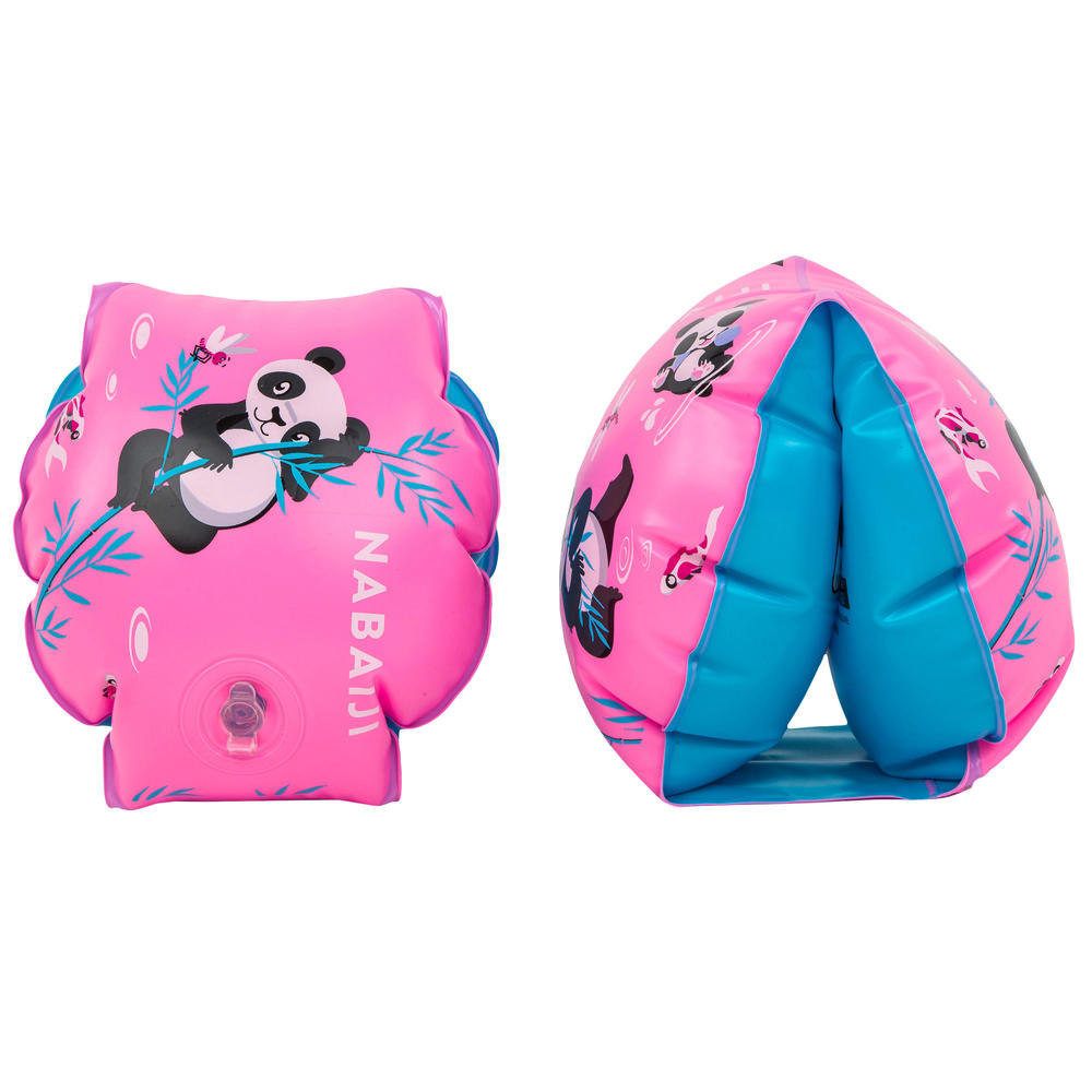 Kinder 15-30 kg Schwimmflügel - Nabaiji 100 bedruckt "Panda rosa" 