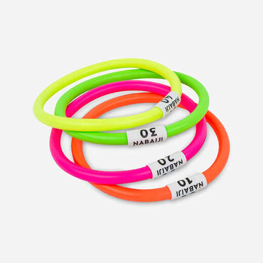 
      Four weighted aquatic rings multi colours
  