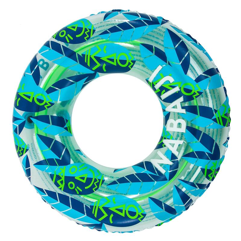 Boia insuflável de piscina 65 cm transparente verde/azul criança 6-9 anos