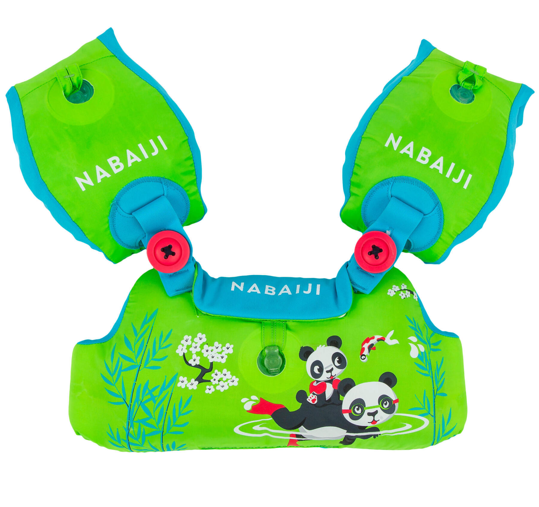 BRASSARDS-CEINTURE ÉVOLUTIF TISWIM ENFANT VERT IMPRIMÉ "PANDA"