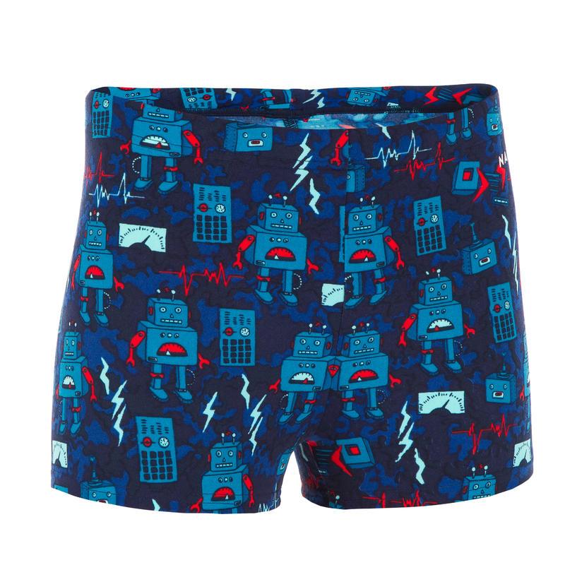 BOY'S 500 FITIB SWIMMING SHORTS - ALL ROBOT RED BLUE