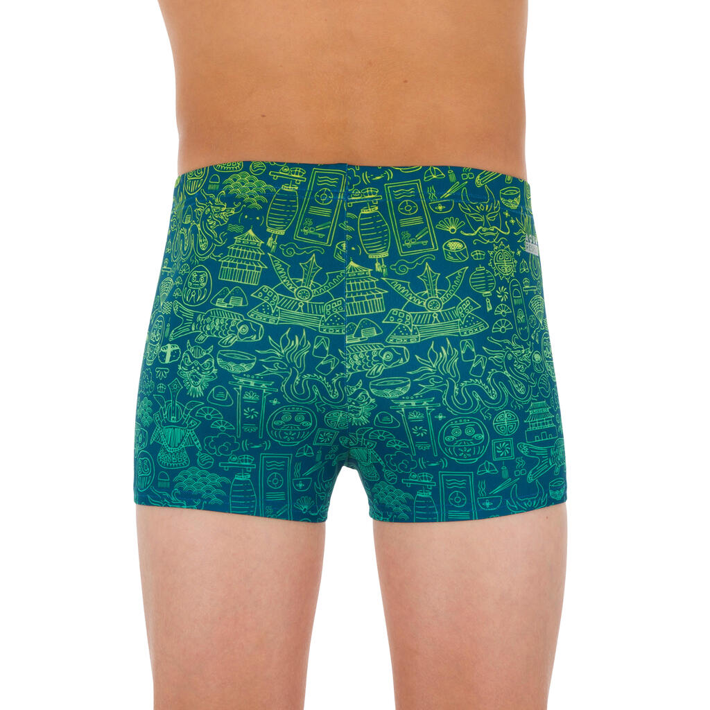 Boy’s swimming briefs - 500 Fitib shark black blue