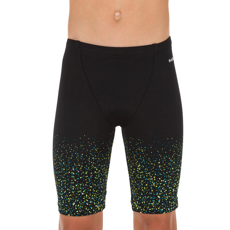 BOY’S FIRST 500 SWIMMING JAMMERS BLACK TASK YELLOW Decathlon