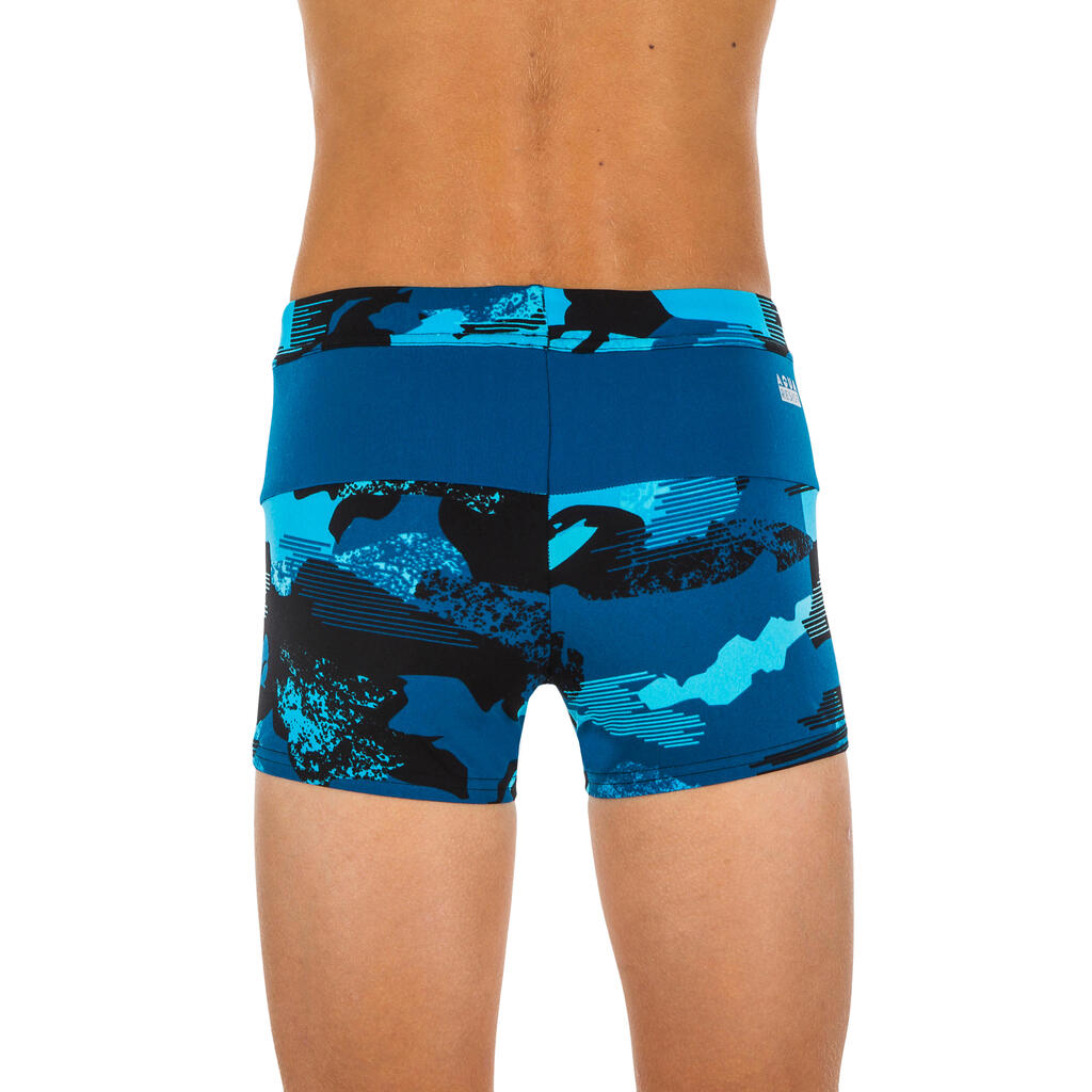 BOYS' SWIMMING BOXERS POOL 100 - CAMO BLUE