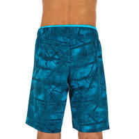 Boys' long swimming swim shorts 100 - tex blue