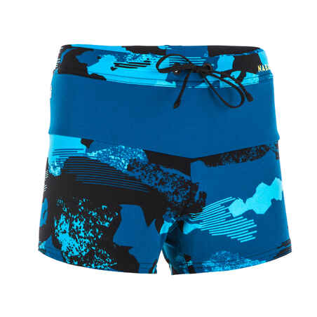 BOYS' SWIMMING BOXERS POOL 100 - CAMO BLUE