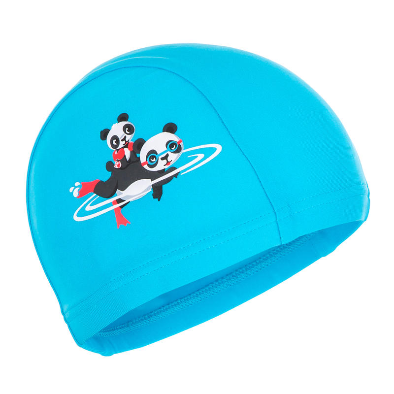 Baby Mesh Swim Cap light blue panda print Decathlon