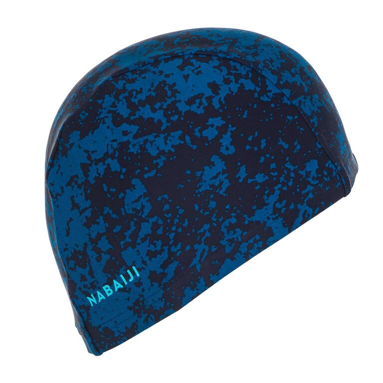 Cap Renang Mesh Motif Ukuran L Print Biru Hitam