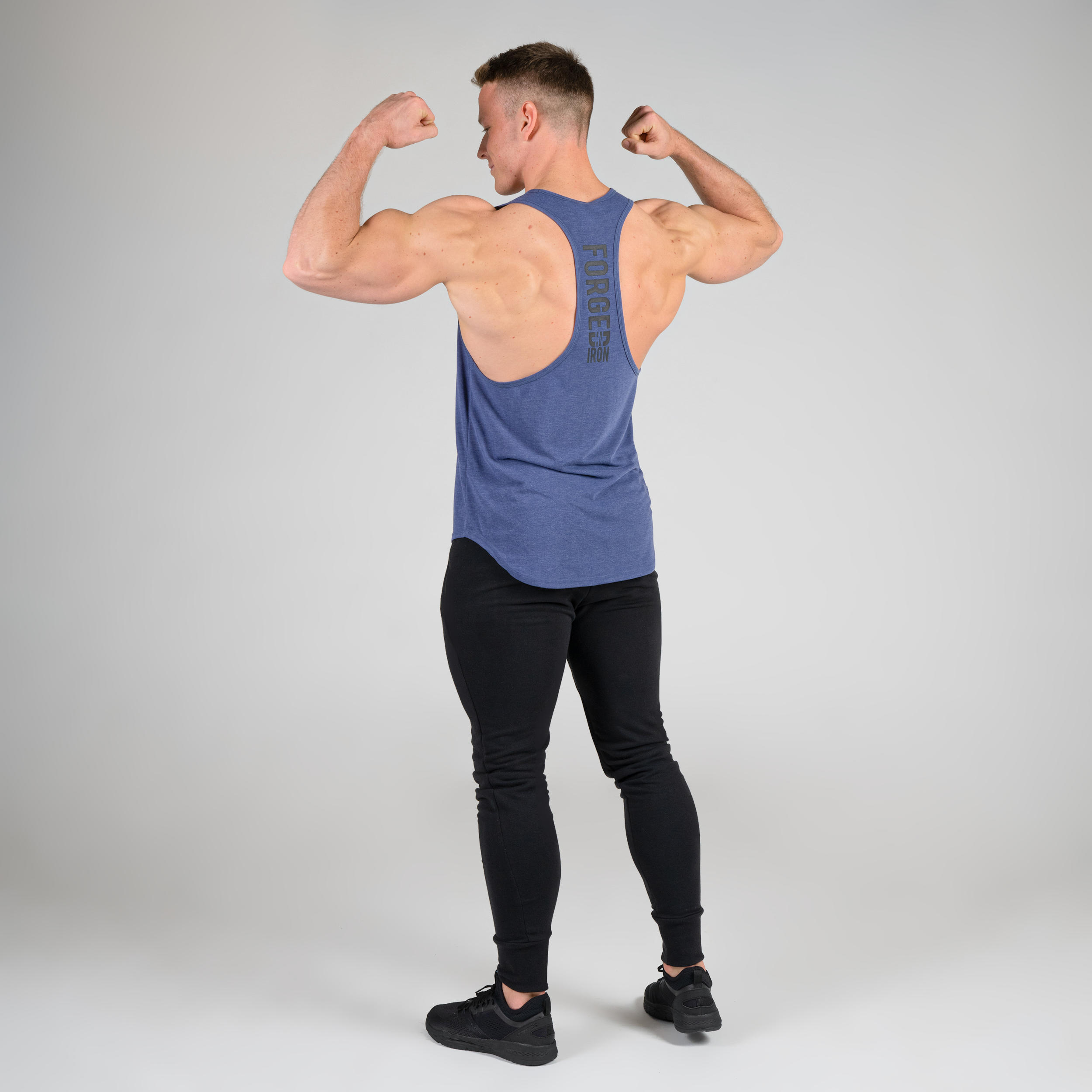 Men's Weight Training Muscle Back Stringer Tank Top - Night Indigo 11/11