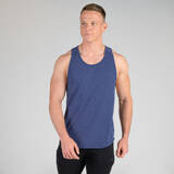 Womens gym stringer tank blue