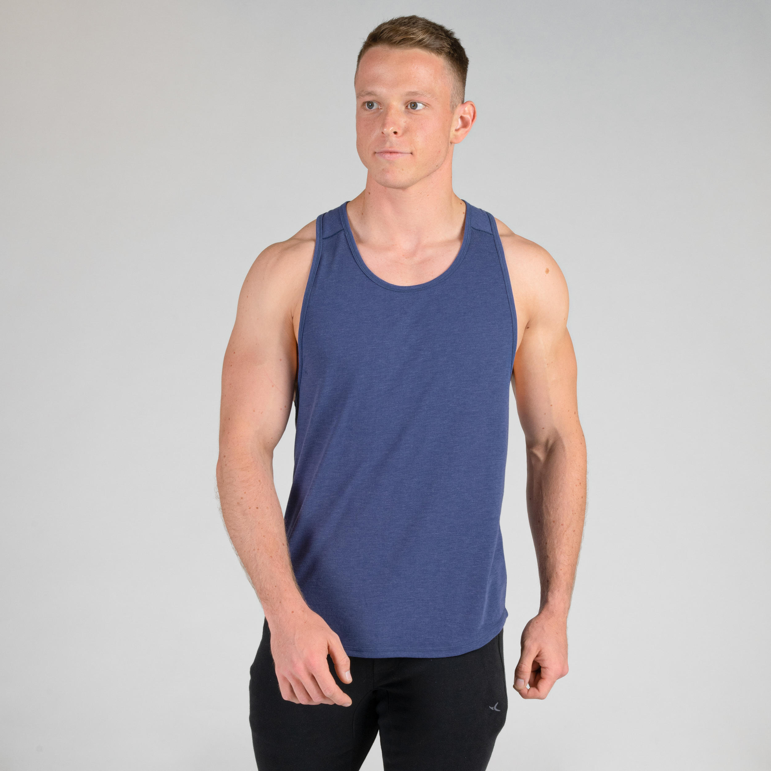 Men's Weight Training Muscle Back Stringer Tank Top - Night Indigo 10/11