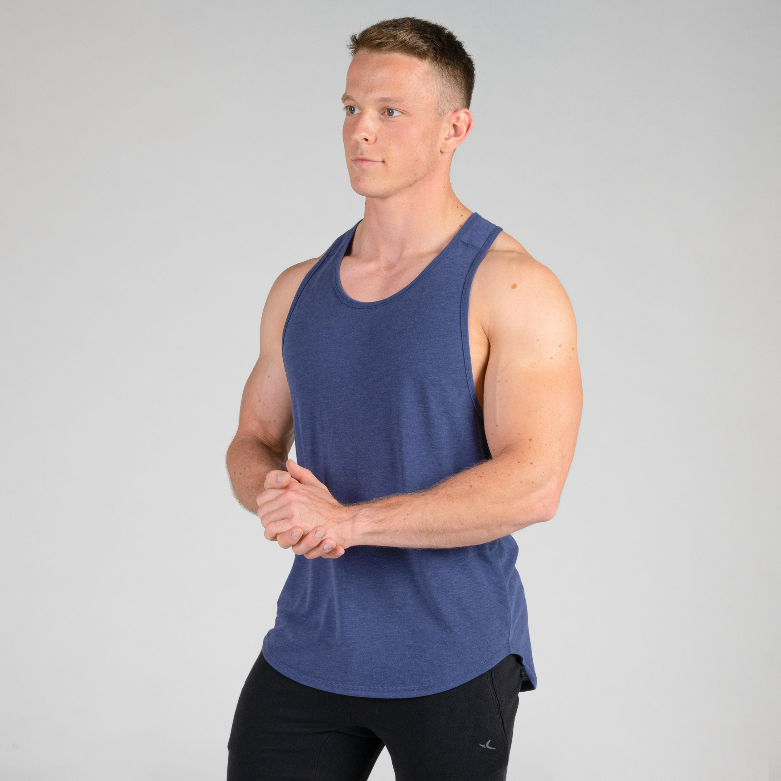 Men's Weight Training Muscle Back Stringer Tank Top - Night Indigo 8/11