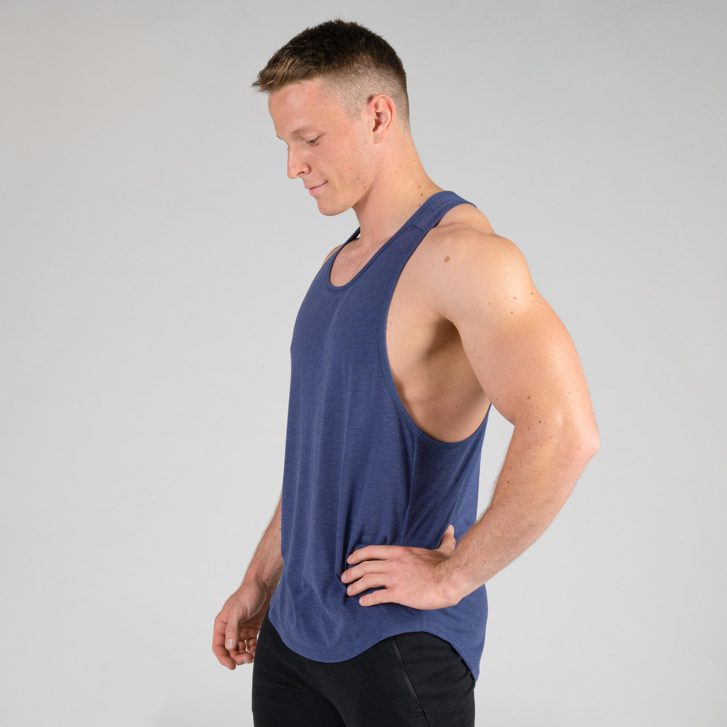 Men's Weight Training Muscle Back Stringer Tank Top - Night Indigo 5/11