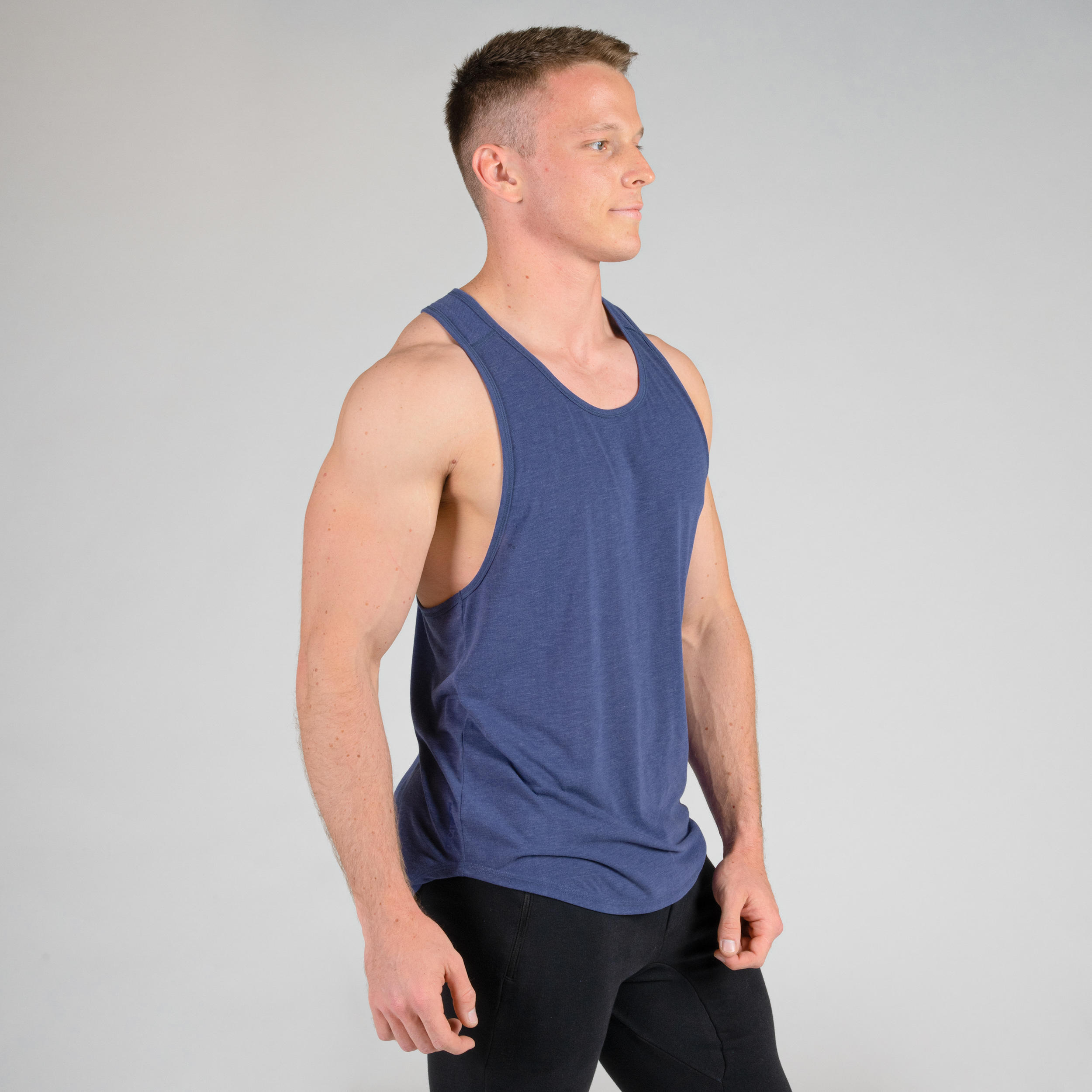 Men's Weight Training Muscle Back Stringer Tank Top - Night Indigo 4/11