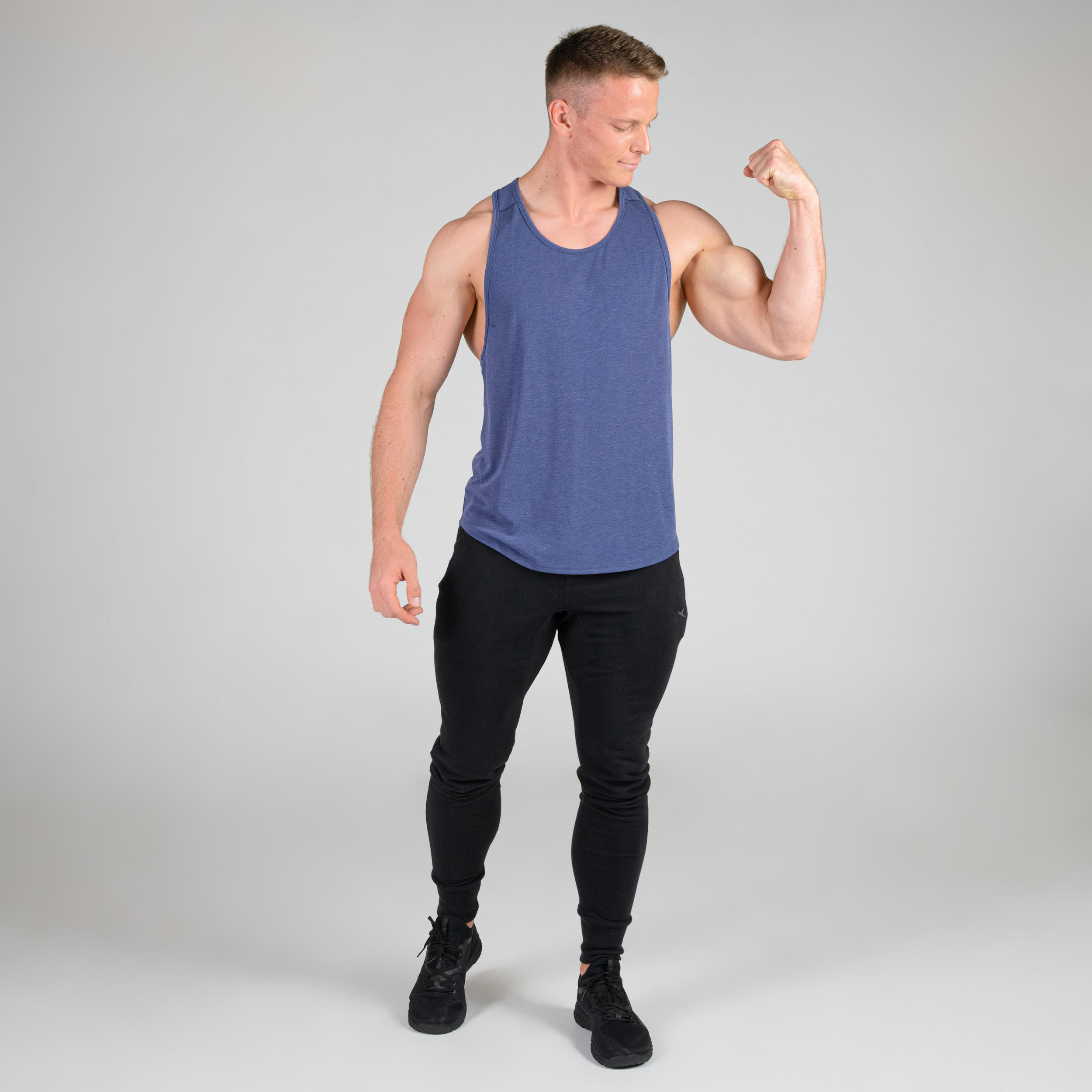 Men's Weight Training Muscle Back Stringer Tank Top - Night Indigo 2/11