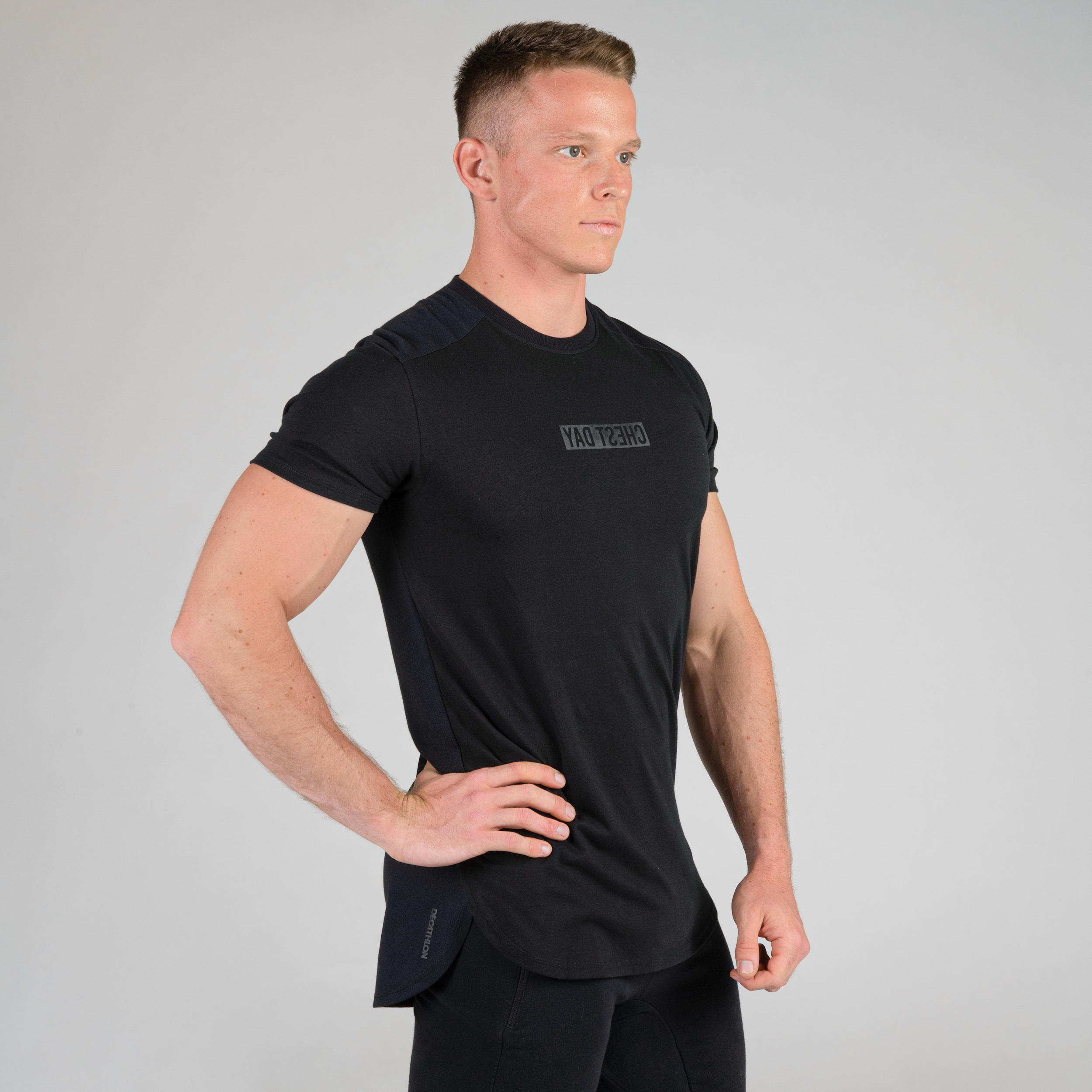 

Weight Training Chest Day T-Shirt - Black -  By DOMYOS | Decathlon