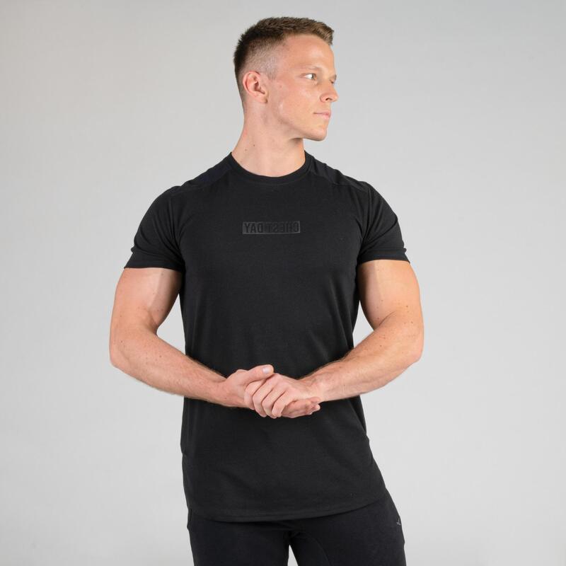 T-Shirt Chest Day Fitness Cardio schwarz