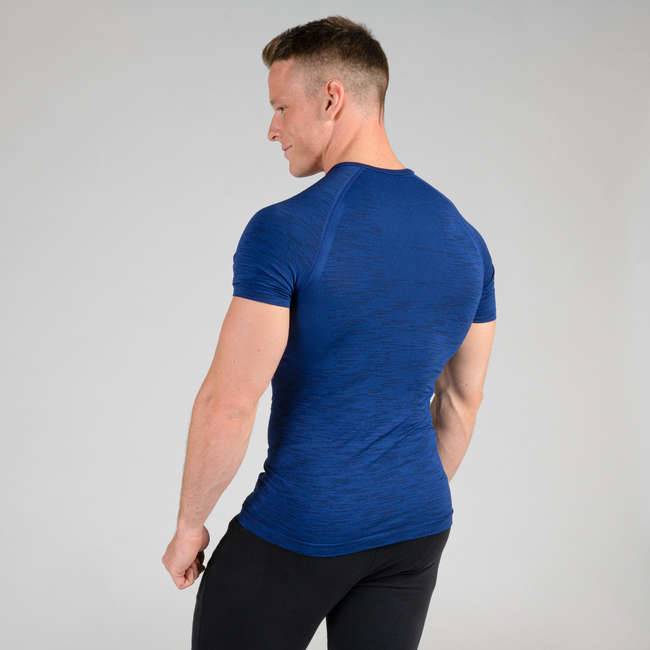 DOMYOS Weight Training Compression TShirt Blue Decathlon