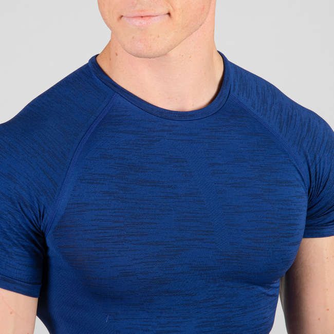 DOMYOS Weight Training Compression TShirt Blue Decathlon