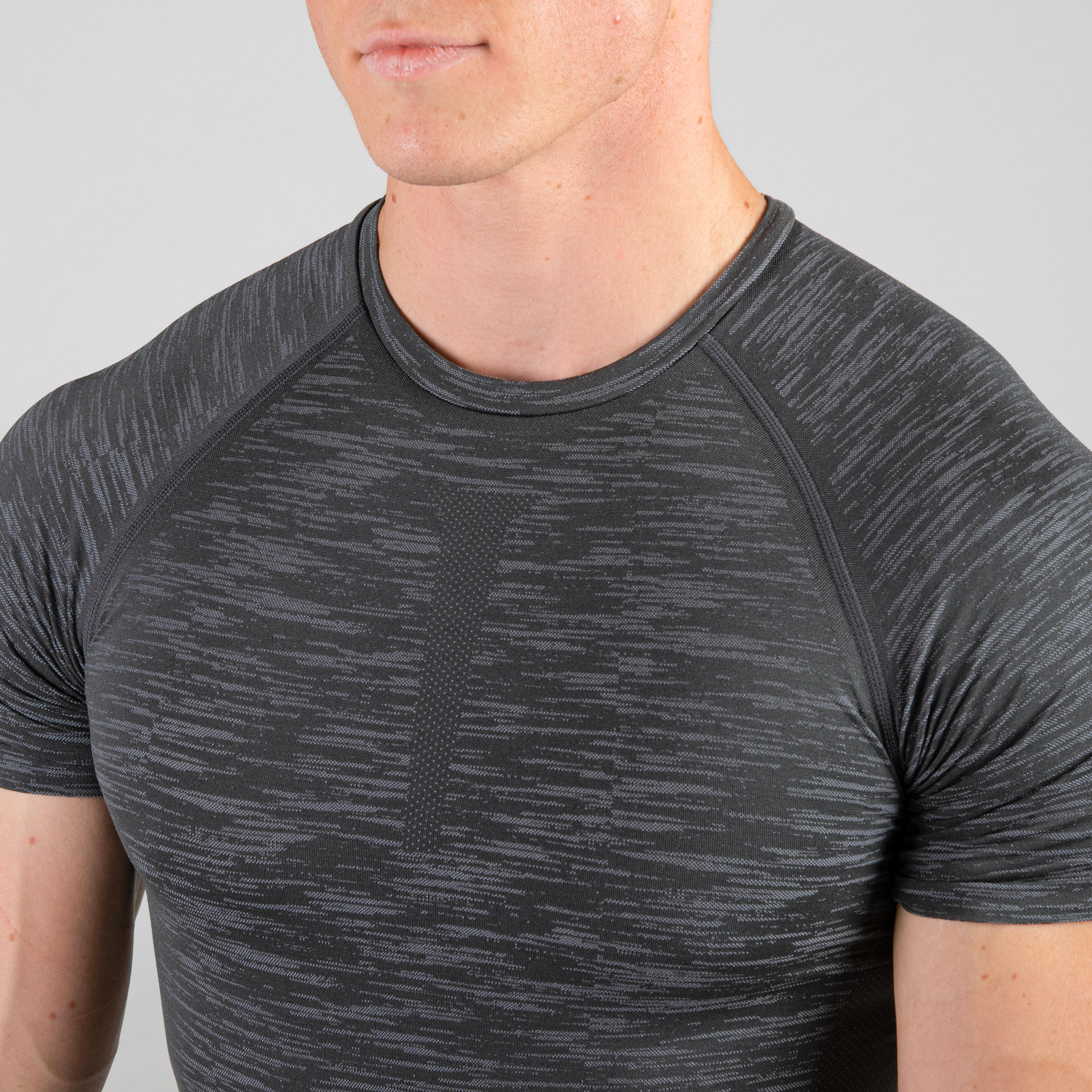 Men's Breathable Short-Sleeved Crew Neck Weight Training Compression T-Shirt - Grey 10/10