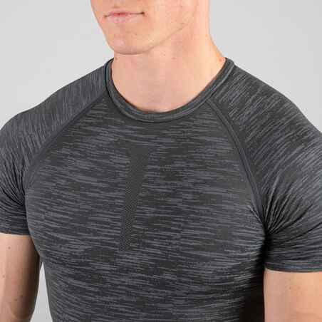 Men's Breathable Short-Sleeved Crew Neck Weight Training Compression T-Shirt - Grey