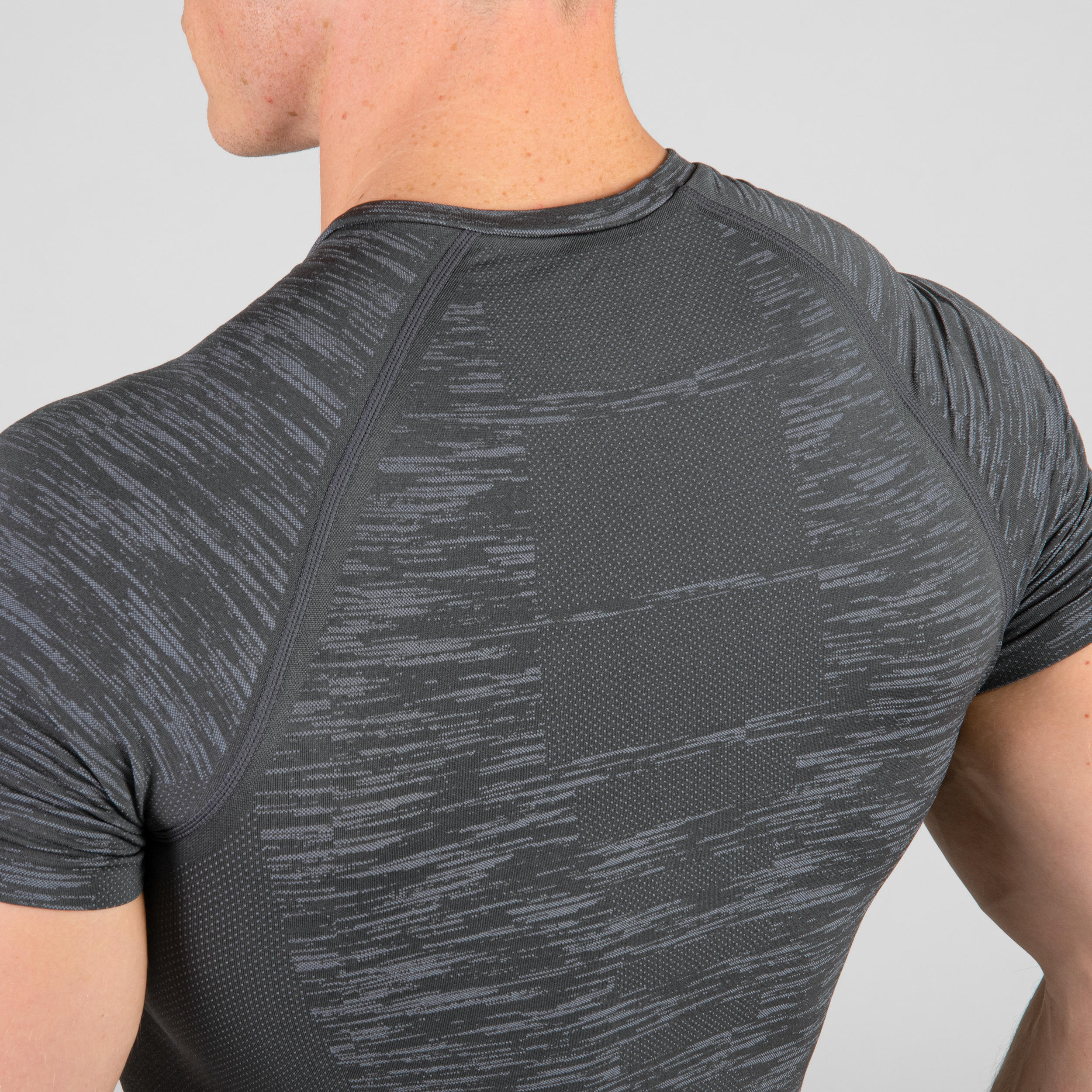 Men's Breathable Short-Sleeved Crew Neck Weight Training Compression T-Shirt - Grey 9/10