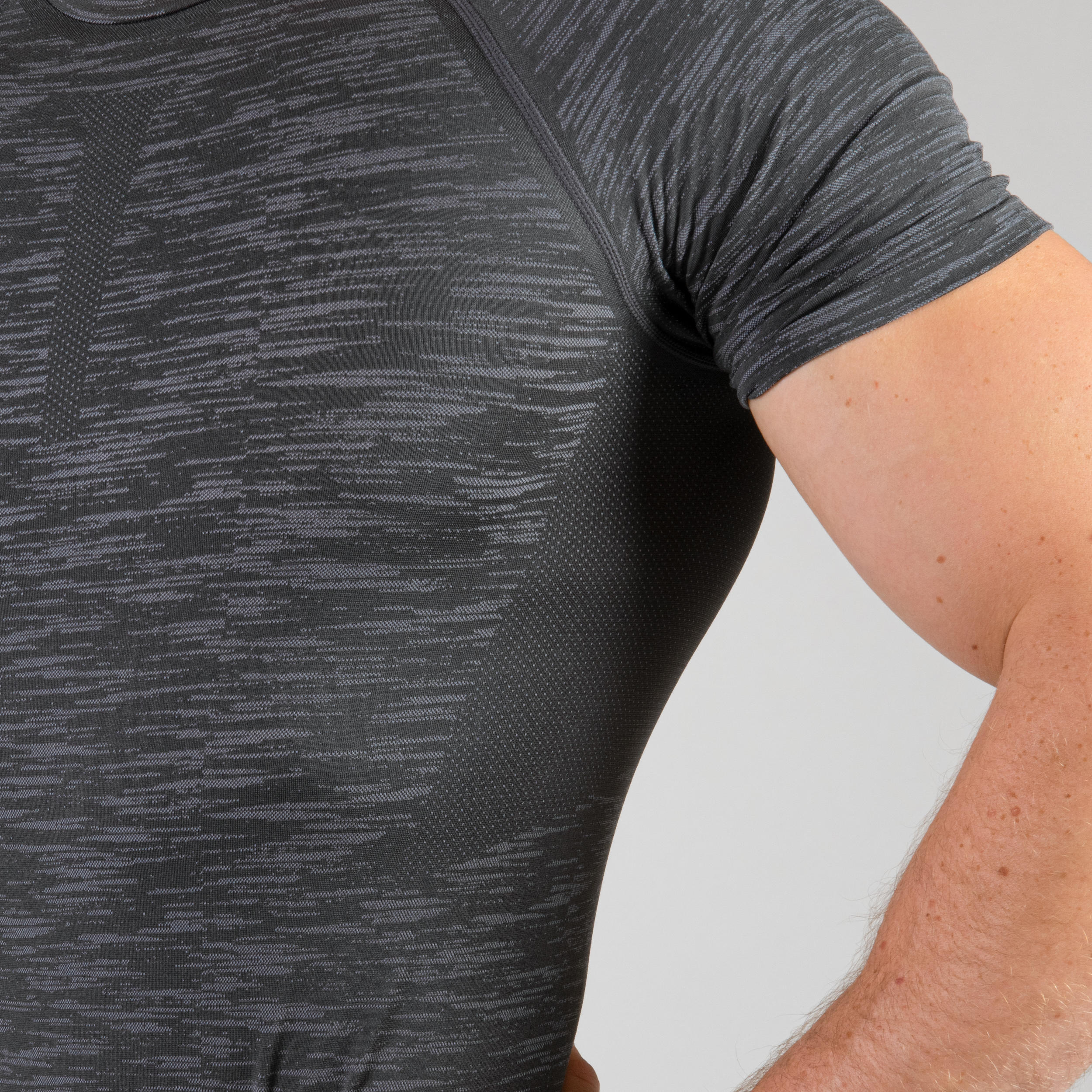 Men's Breathable Short-Sleeved Crew Neck Weight Training Compression T-Shirt - Grey 8/10