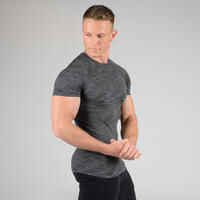 Men's Breathable Short-Sleeved Crew Neck Weight Training Compression T-Shirt - Grey