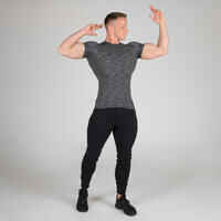 Men's Breathable Short-Sleeved Crew Neck Weight Training Compression T-Shirt - Grey