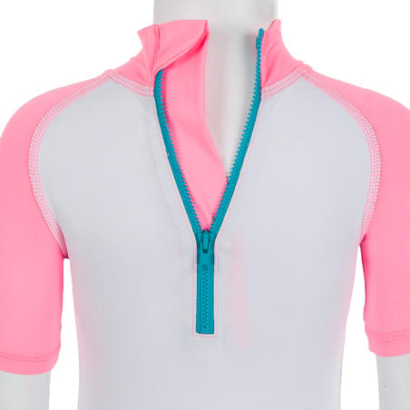 Maillot De Bain Shorty Anti Uv Bebe Manches Courtes Blanc Bleu Et Rose Imprime Decathlon Maillot De Bain Shorty Anti Uv Bebe Manches Courtes Blanc Bleu Et Rose Imprime Decathlon