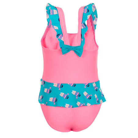 Maillot De Bain 1 Piece Bebe Fille Jupette Rose Et Bleu Imprime Decathlon Cote D Ivoire