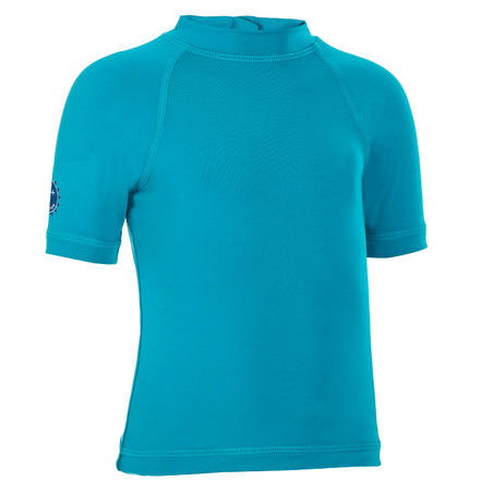 T-shirt anti UV bébé manches courtes bleu turquoise