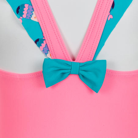 Maillot De Bain 1 Piece Bebe Fille Jupette Rose Et Bleu Imprime Decathlon Tunisie