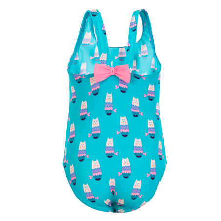 Badeanzug Babys/Kleinkinder Mädchen bedruckt Katze/Meerjungfrau blau 