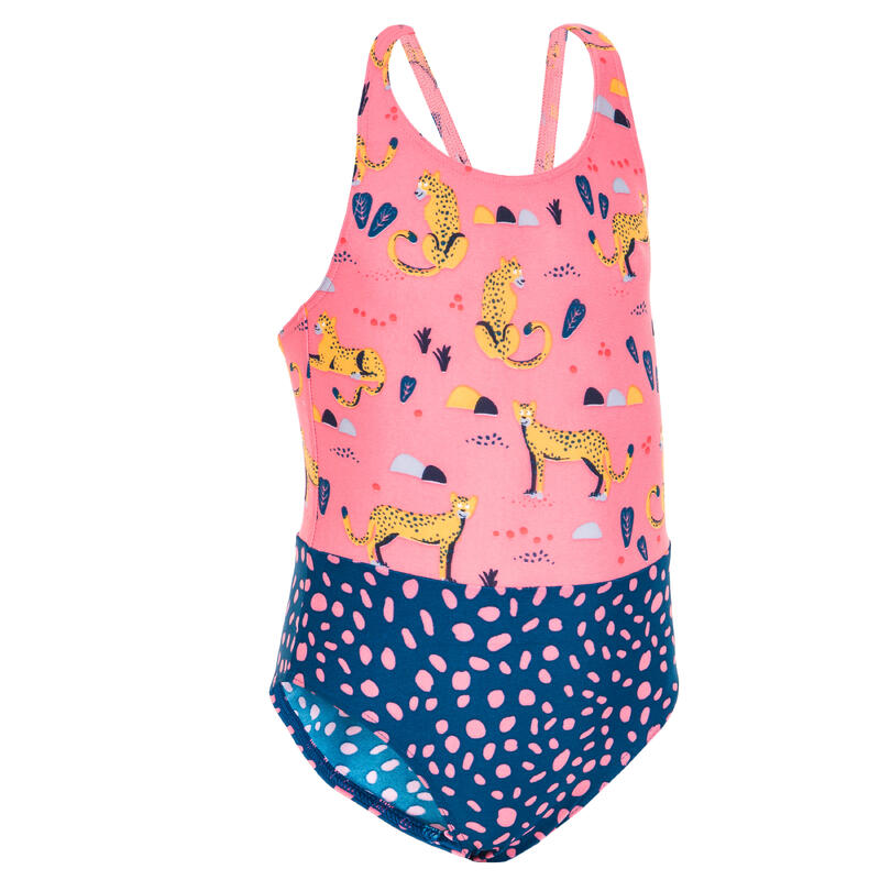 Baby Girl's One-Piece Swimsuit - Pink and Blue Animal Print