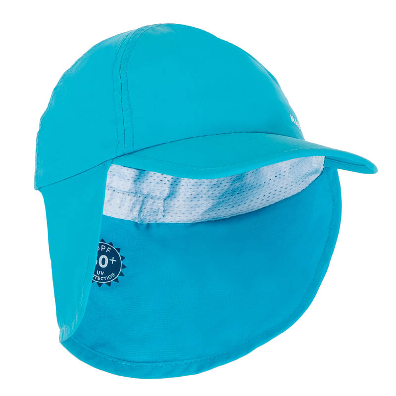 Gorra de protección solar para cabeza y cuello para bebé Nabaiji azul -  Decathlon