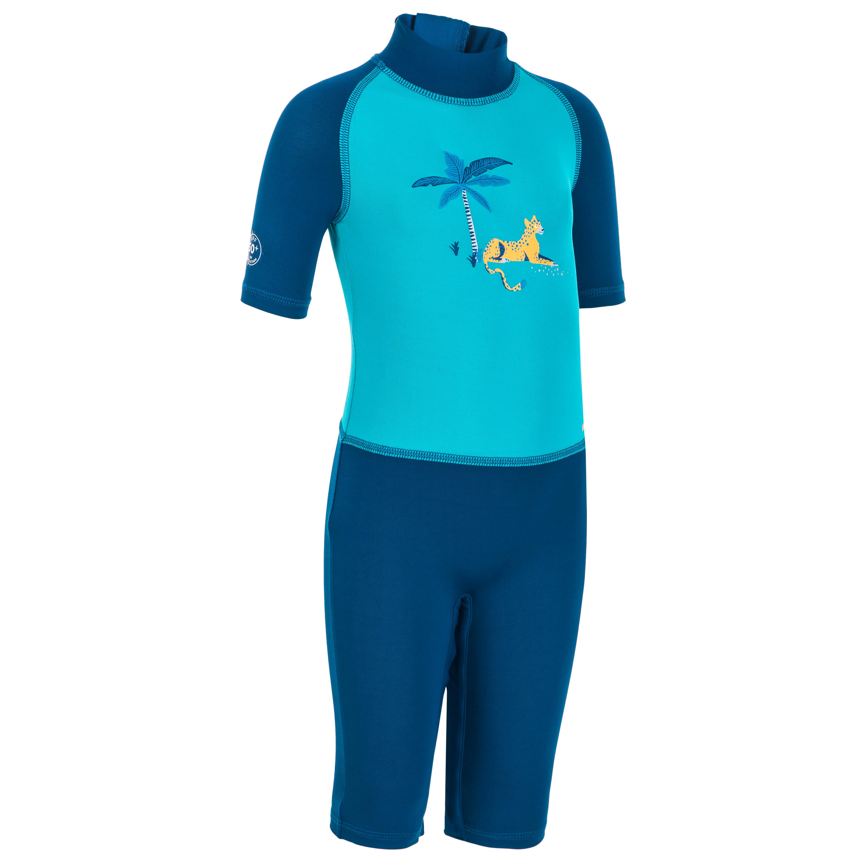 Baby Kids Short Sleeve Uv Protection Swimming Suit Print Nabaiji Decathlon