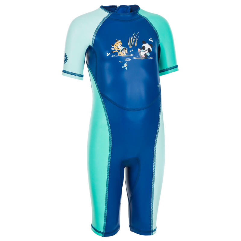Fato natação térmico e anti UV bebé kloupi azul e verde estampado PANDA
