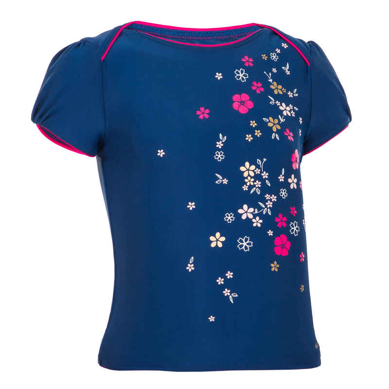 Tankini-Top Kleinkinder Mädchen Blumen-Print dunkelblau Tankini-Top Kleinkinder Mädchen Blumen-Print dunkelblau