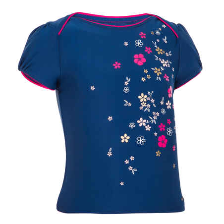 Top Camiseta Bañador Tankini Natación Piscina Bebé/Niña Azul Estampado Flores