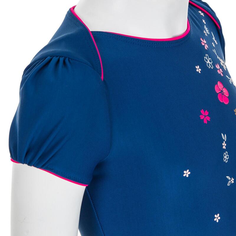 Tricou Înot Tankini Imprimeu Floral Albastru Fete